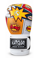 Katsudo leather boxing gloves CrushX, white-patterned