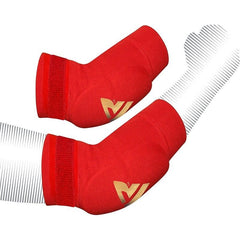 RDX oblazinjen ščitnik za komolce za Muay Thai in MMA trening, rdeč